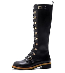 Leather boots Martin boots Black