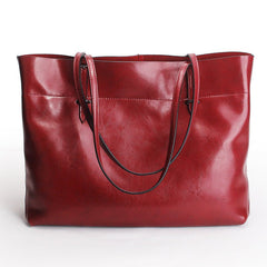 Leather Clutch Bag – Casual Wax Cowhide Rose Red