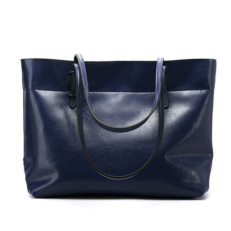 Leather Clutch Bag – Casual Wax Cowhide Sapphire Blue