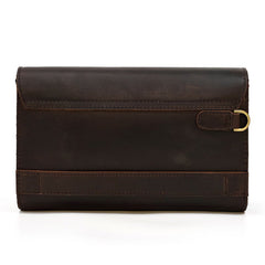 Leather Clutch Retro Men's Clutch Crazy Horse Leather Multifunction Wallet Brown