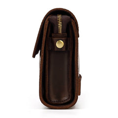 Leather Clutch Retro Men's Clutch Crazy Horse Leather Multifunction Wallet Dark brown