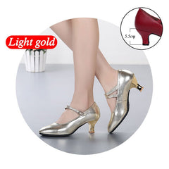 Leather Latin dance shoes Gold