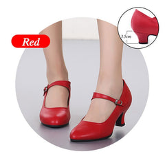 Leather Latin dance shoes Red
