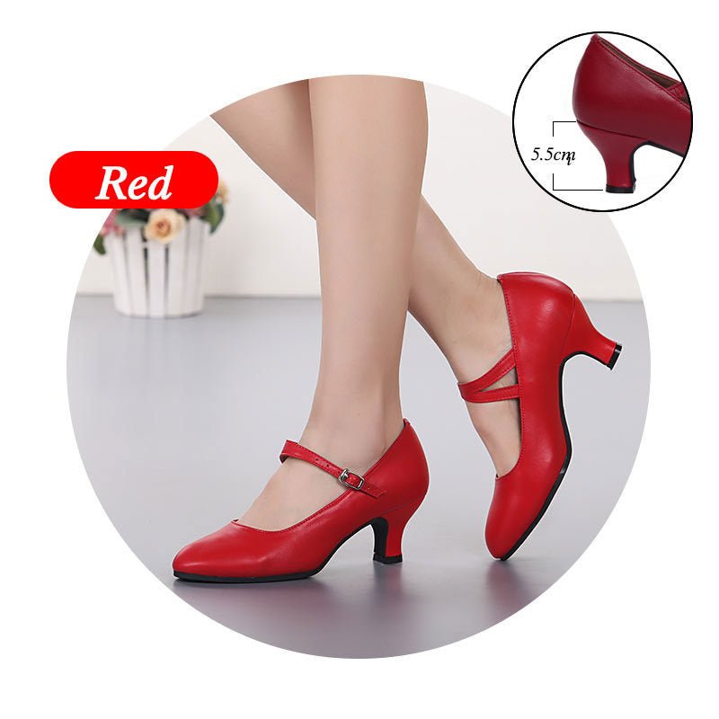 Leather Latin dance shoes Red