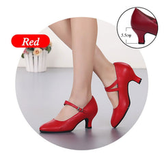 Leather Latin dance shoes Red