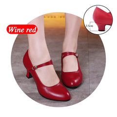 Leather Latin dance shoes Wine Red