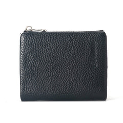 Leather Wallet Lychee Pattern Women's Short Black