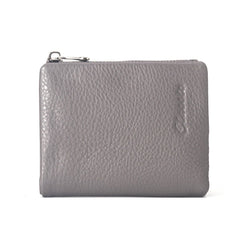 Leather Wallet Lychee Pattern Women's Short Light Gray