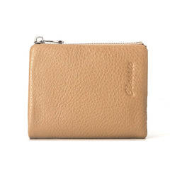 Leather Wallet Lychee Pattern Women's Short Khaki