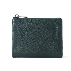 Leather Wallet Lychee Pattern Women's Short Green