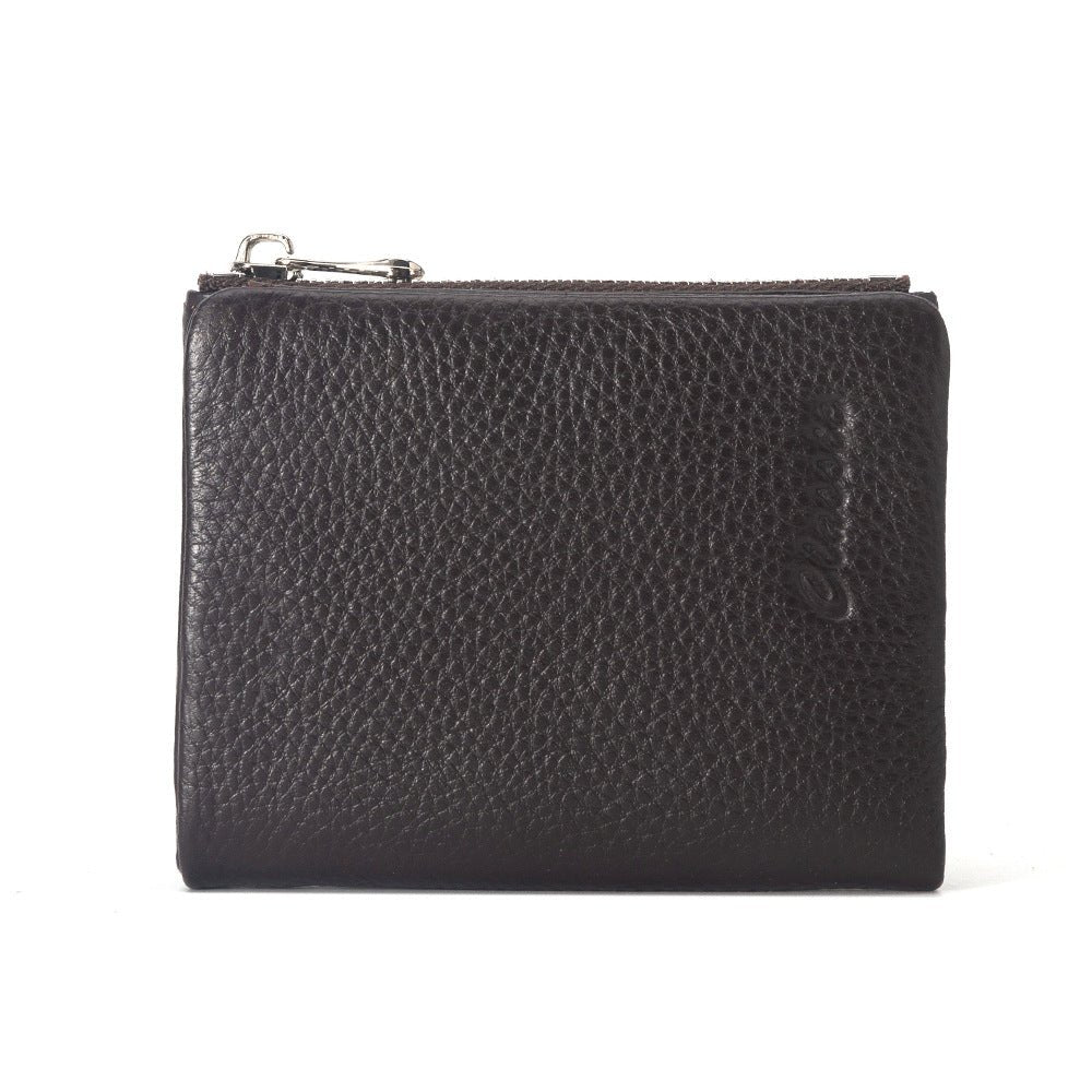 Leather Wallet Lychee Pattern Women's Short Coffee