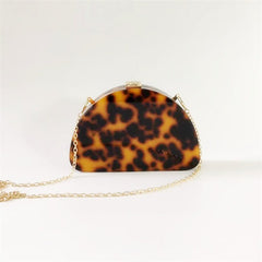 Leopard Print Semicircle Acrylic Clutch Women Hawksbill Color