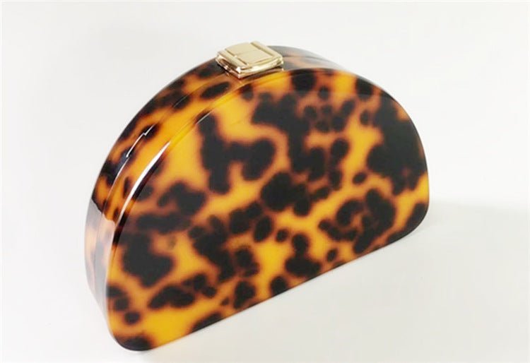 Leopard Print Semicircle Acrylic Clutch Women Hawksbill Color