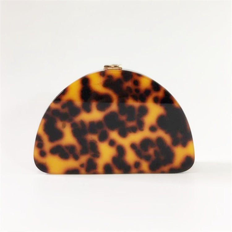 Leopard Print Semicircle Acrylic Clutch Women Hawksbill Color
