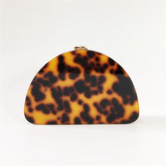 Leopard Print Semicircle Acrylic Clutch Women Hawksbill Color