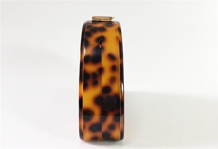 Leopard Print Semicircle Acrylic Clutch Women Hawksbill Color