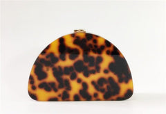 Leopard Print Semicircle Acrylic Clutch Women Hawksbill Color