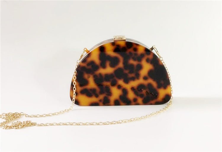 Leopard Print Semicircle Acrylic Clutch Women Hawksbill Color