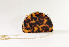 Leopard Print Semicircle Acrylic Clutch Women Hawksbill Color