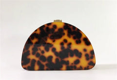 Leopard Print Semicircle Acrylic Clutch Women Hawksbill Color