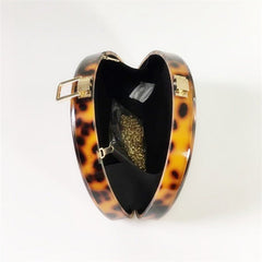 Leopard Print Semicircle Acrylic Clutch Women Hawksbill Color
