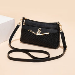 Lingge Embossed Clutch Crossbody Shoulder Bag for Everyday Use Black