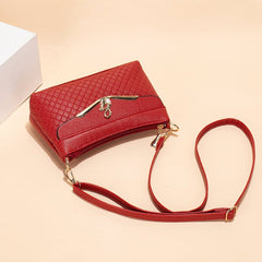 Lingge Embossed Clutch Crossbody Shoulder Bag for Everyday Use Red