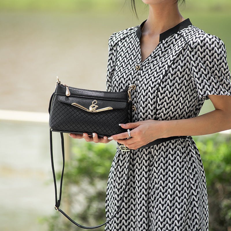 Lingge Embossed Clutch Crossbody Shoulder Bag for Everyday Use Rose Red