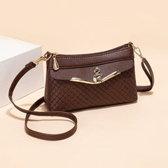 Lingge Embossed Clutch Crossbody Shoulder Bag for Everyday Use Brown