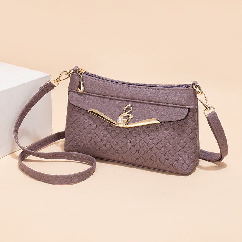 Lingge Embossed Clutch Crossbody Shoulder Bag for Everyday Use Purple