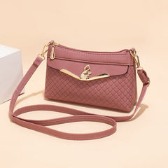 Lingge Embossed Clutch Crossbody Shoulder Bag for Everyday Use Rose Red
