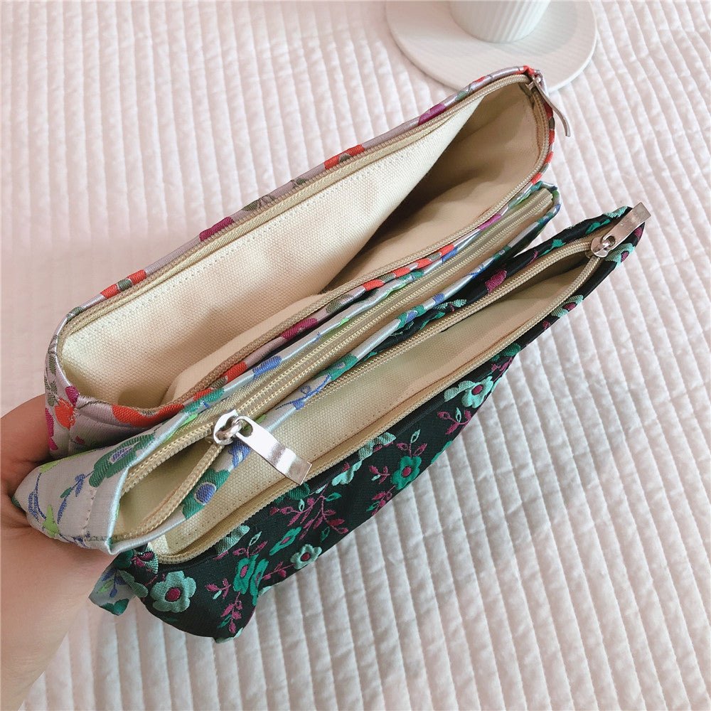 Literary Flower Clutch Bag with Elegant Appeal Beige