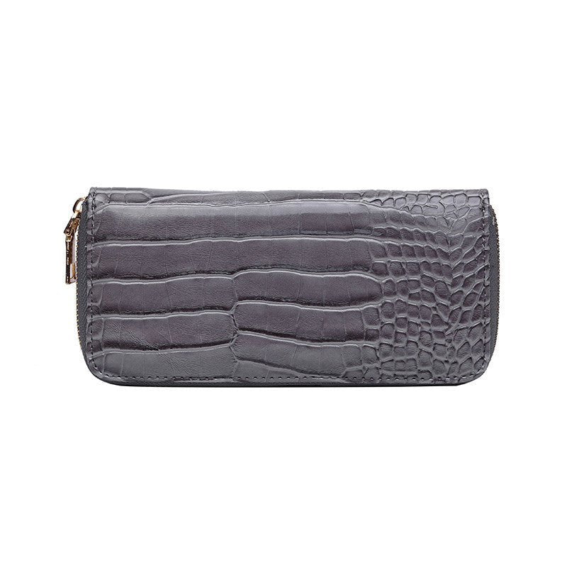Long lady zipper clutch Wallet Grey