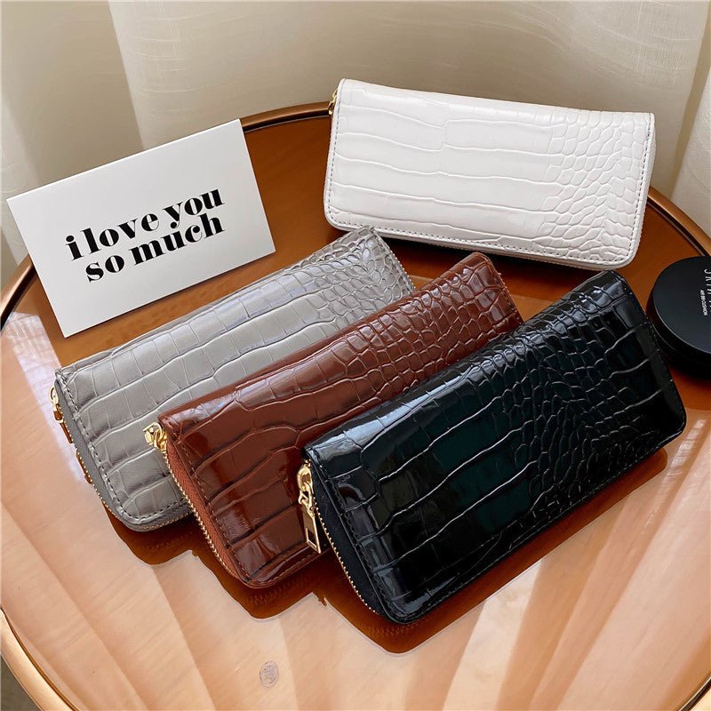 Long lady zipper clutch Wallet Black