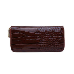 Long lady zipper clutch Wallet Brown
