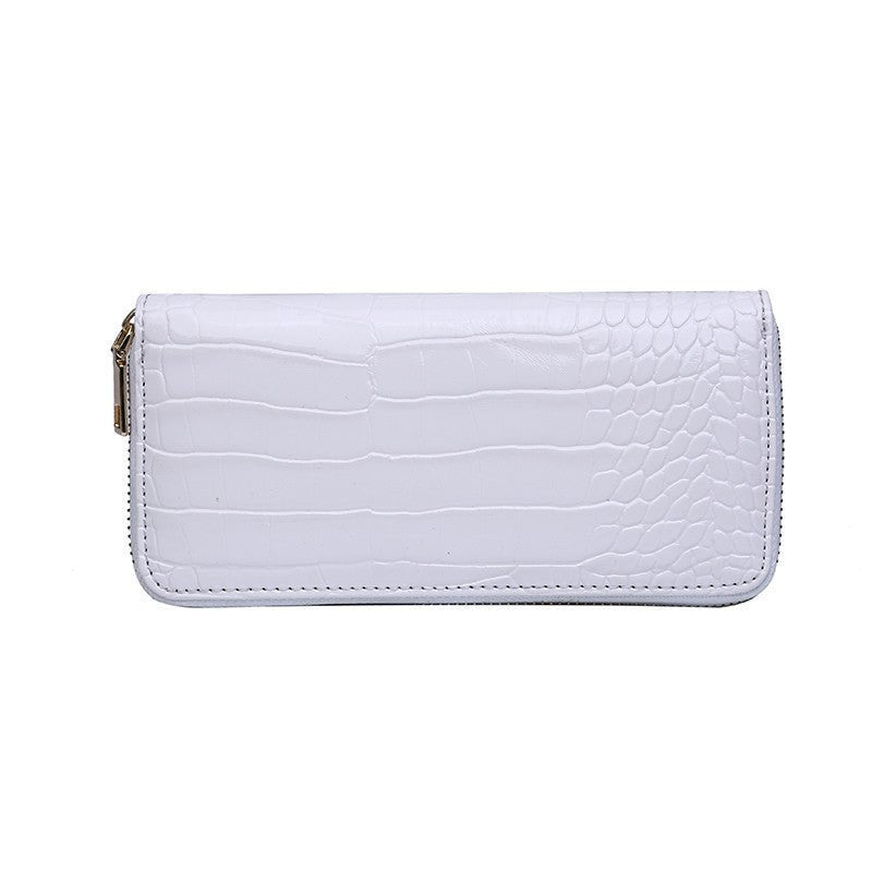 Long lady zipper clutch Wallet White