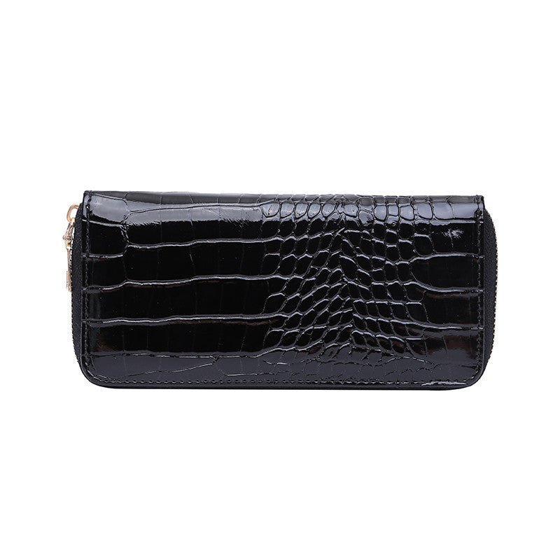 Long lady zipper clutch Wallet Black