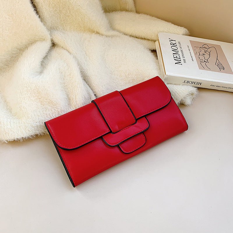 Long Wallet Female Personality Leather Clutch Bag Red