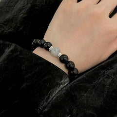 Magnetic Suction Bracelet Set for Couple Harmony and Style Obsidian Bracelet 2pc
