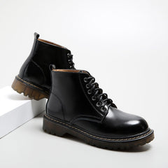 Martin Boots Women Belt Short Boots Women High Top Women Bright black
