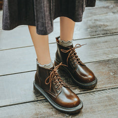 Martin Boots Women Belt Short Boots Women High Top Women Brown
