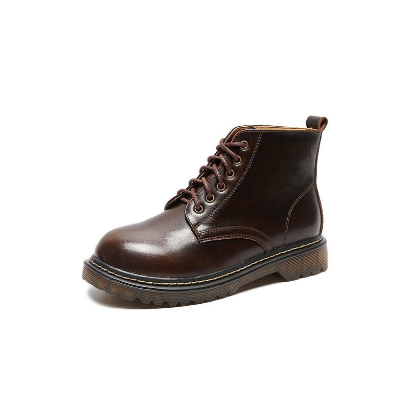 Martin Boots Women Belt Short Boots Women High Top Women Brown velvet