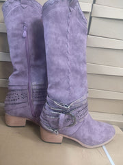 Martin boots, women's medium boots, Knights' boots Purple