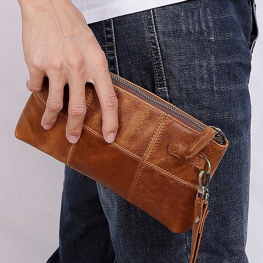 Men's Clutch Long Wallet Brown