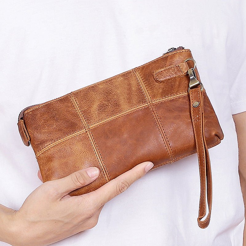 Men's Clutch Long Wallet Brown