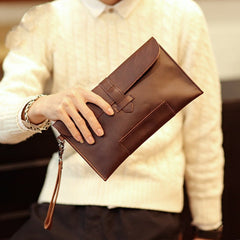 Men's retro leather men's clutch Black