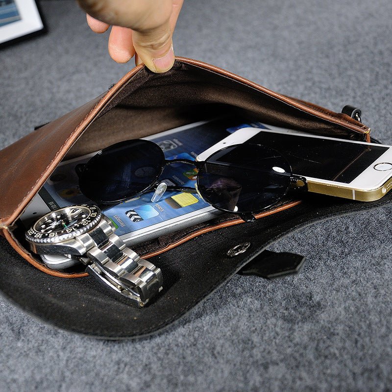 Men's retro leather men's clutch Black