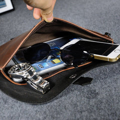 Men's retro leather men's clutch Black