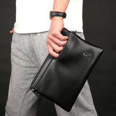 Men's soft leather clutch Black