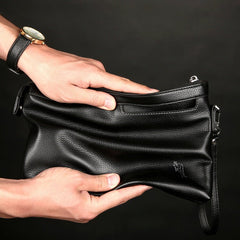 Men's soft leather clutch Black